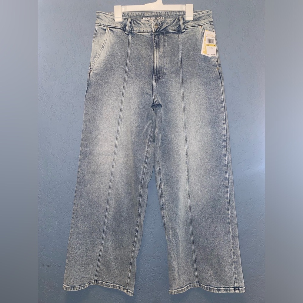 Michael Kors Light Blue Panel Seam Relaxed Jeans